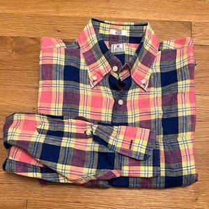 Peter Millar Plaid 100% Linen Button Front Shirt